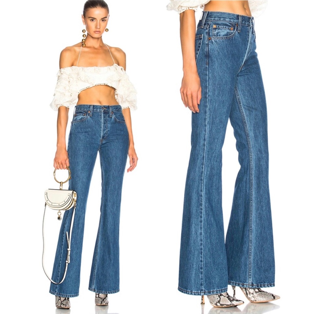 Re/Done Blue High-Waist Flare Jeans